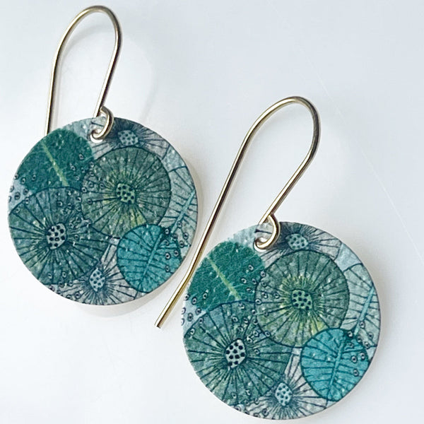Jen Conde Rock Pool Patterned Disc Earrings - Marine