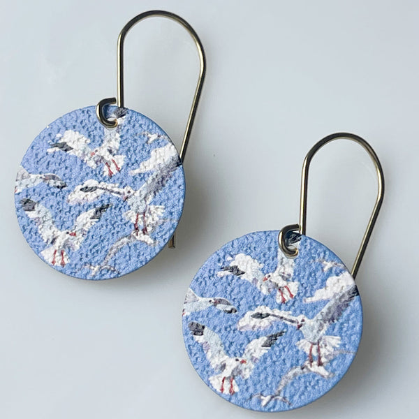 Jen Conde Seagulls Patterned Disc Earrings