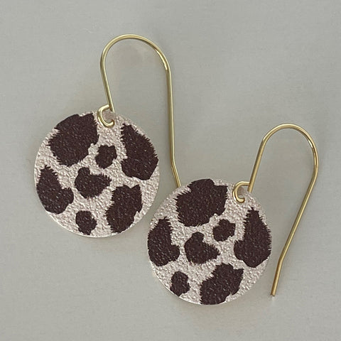 Lulu Patterned Disc Earrings - Brown