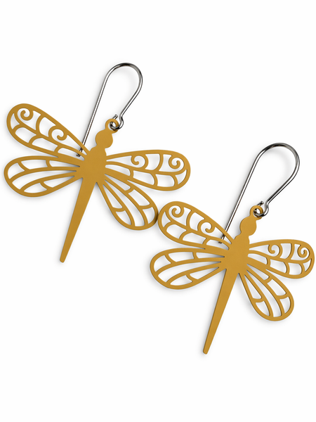 Dragonflies Earrings - Mustard