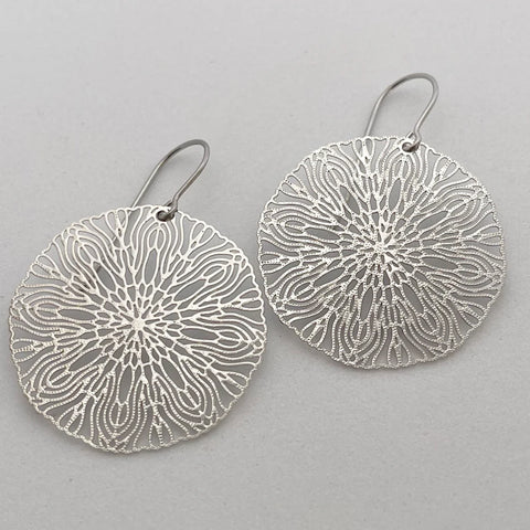 Peonies Silver Earrings