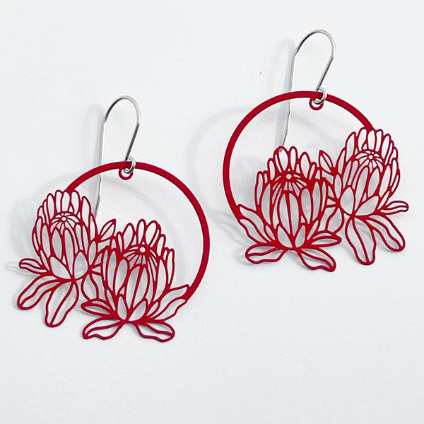 Protea Red Earrings