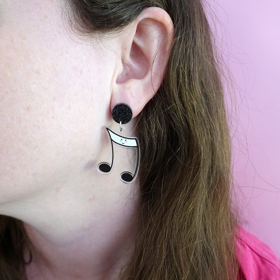 Music Note Teacher Acrylic Dangle Earrings