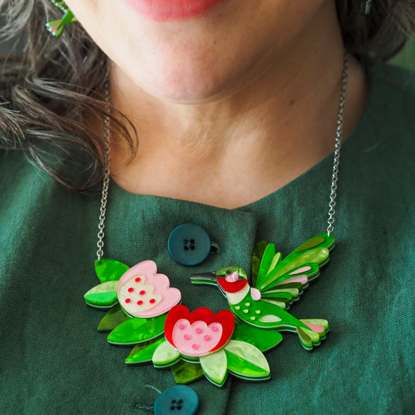 The Riveting Ruby-Throated Hummingbird Necklace