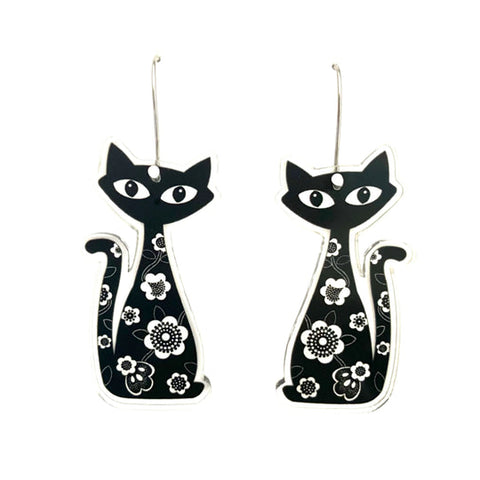 Black Retro Cat Earrings