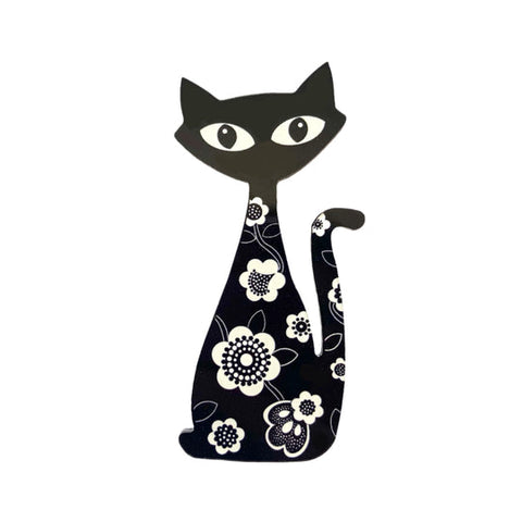 Black Retro Cat Pin
