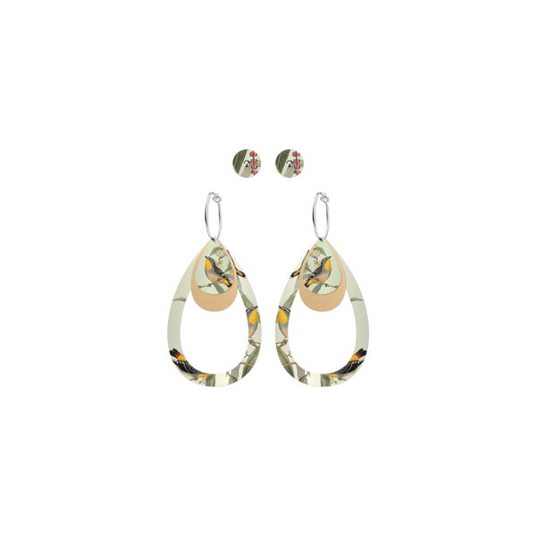 Native Birds Parrot & Pardalote Trinity Tear & Stud Pack Earring