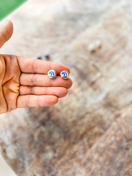 Wave Porcelain Stud Earrings