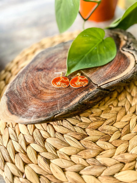 Cat Porcelain Earrings - Burnt Red