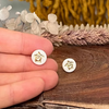 Turtle Porcelain Stud Earrings - White with Gold Lustre