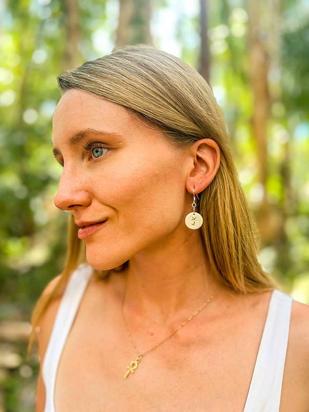 Palm Tree Earrings - White with Gold Lustre