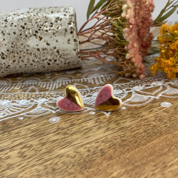 Heart Ceramic Stud Earrings