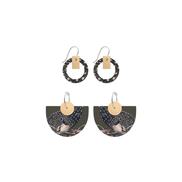 Native Birds Black Cockatoo Bell Halo Pack Earring