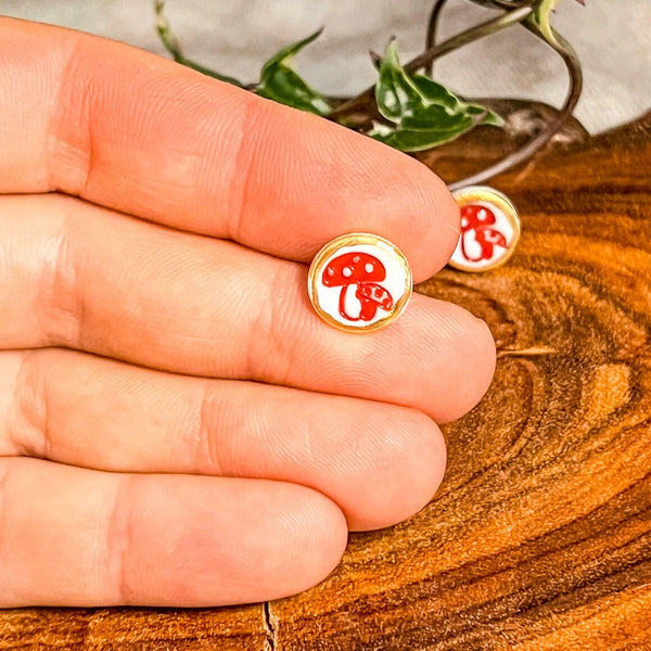 Mushroom Porcelain Stud Earrings
