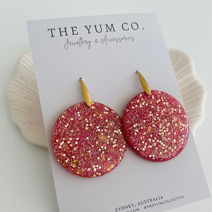 Christmas Bauble Earrings -  Pink & Gold