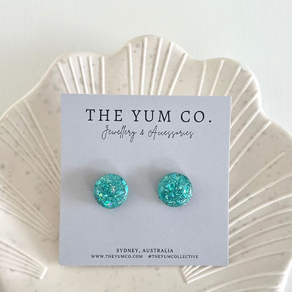 Turquoise Sparkle Resin Studs