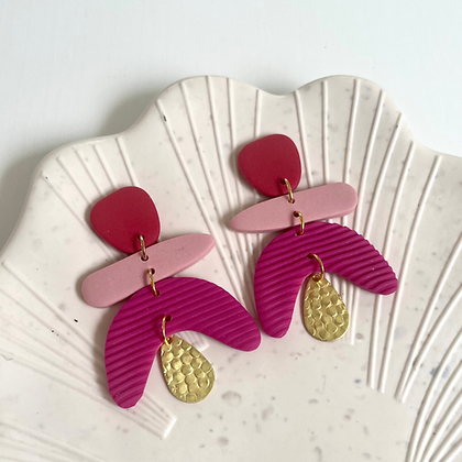 The Yum Co Statement Earring - Red - Pink - Pink Arch