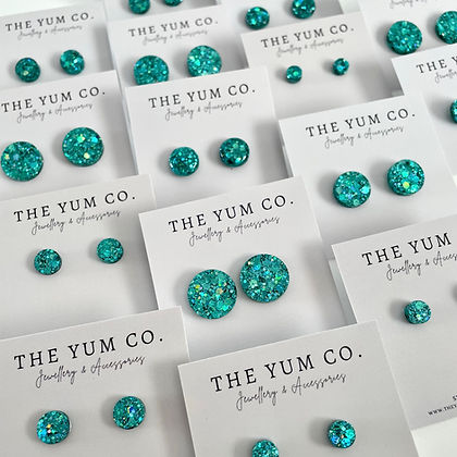 Turquoise Sparkle Resin Studs