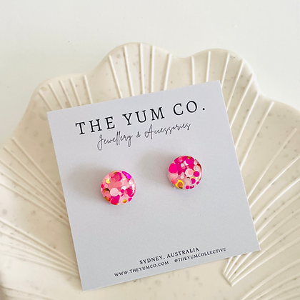 Mixed Glitter Stud Earrings - Mixed Pinks