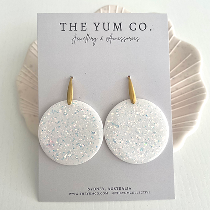 Christmas Bauble Earrings -  Snow White