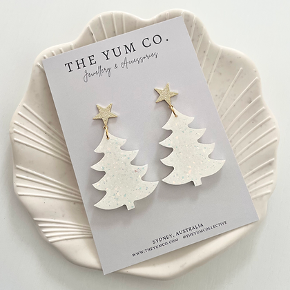 Christmas Tree Earrings -  Snow White