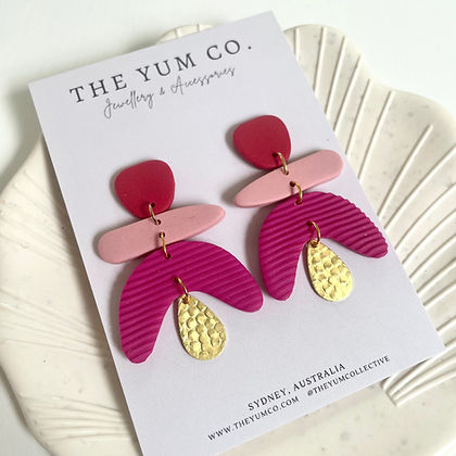 The Yum Co Statement Earring - Red - Pink - Pink Arch