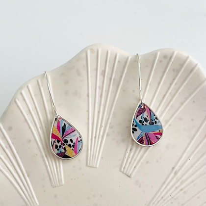 Teardrop Style Dangle Earrings - Birds of Paradise