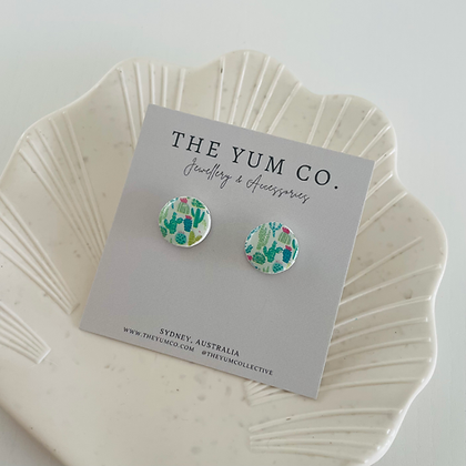 Print Me Pretty Stud Earrings - Cactus