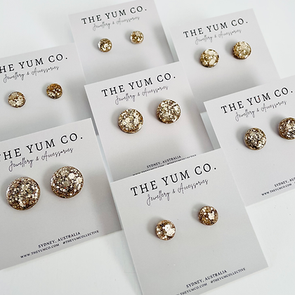 Gold Sparkle Resin Studs