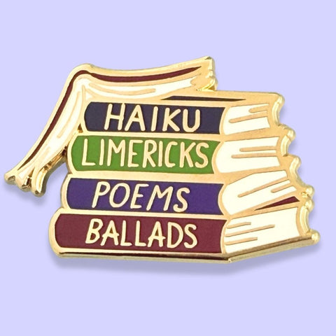 Haiku Limerick Poems Ballads Book Lapel Pin