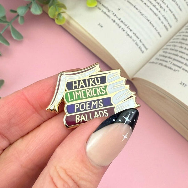 Haiku Limerick Poems Ballads Book Lapel Pin