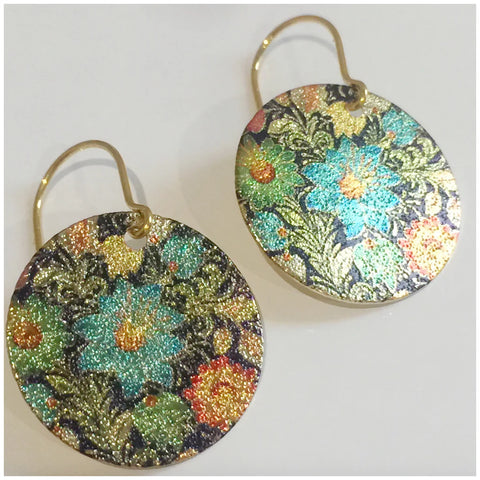 Lily Patterned Disc Earrings