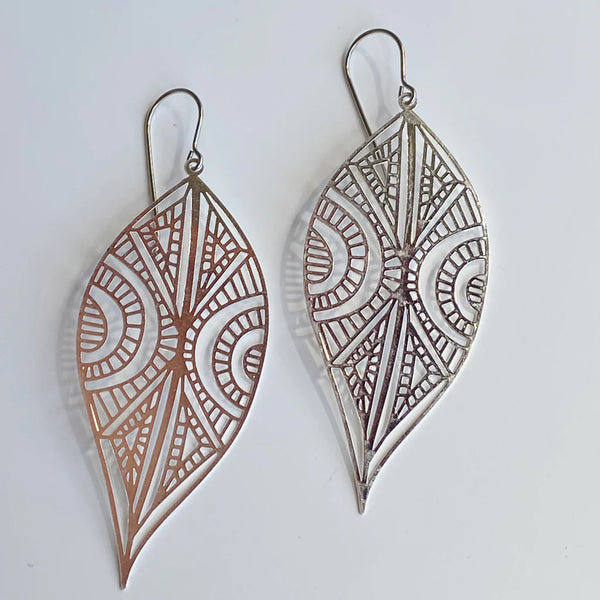 Boho Leaves Silver Earrings