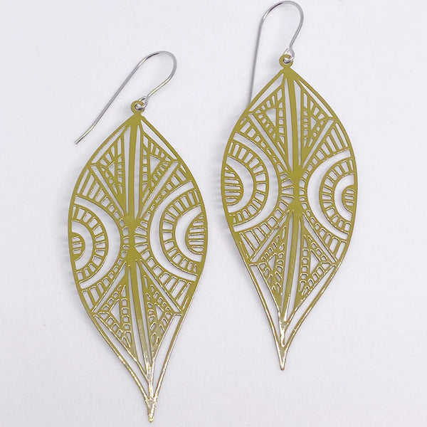 Boho Leaves Olive Earrings