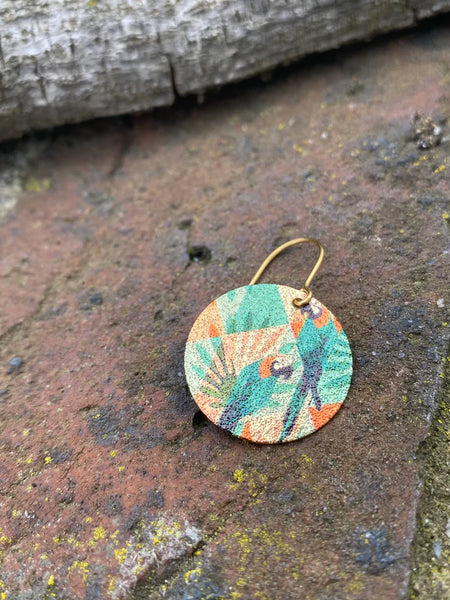 Tropical Patterned Disc Earrings