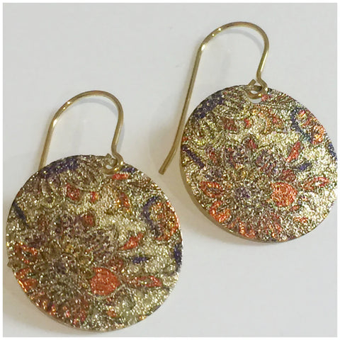 Tigerlily Patterned Disc Earrings