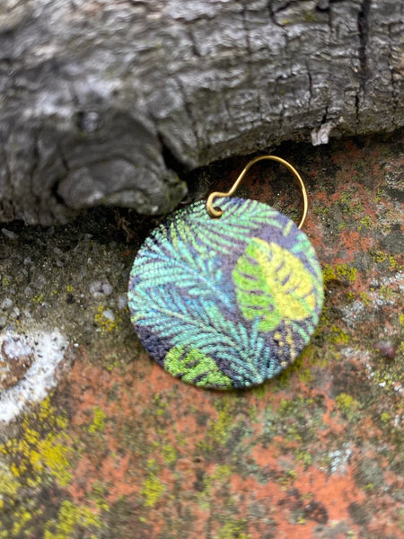 Fern Patterned Disc Earrings