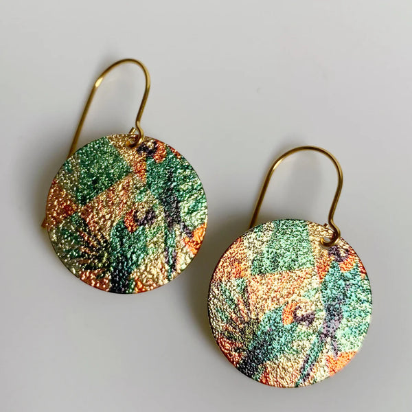 Tropical Patterned Disc Earrings