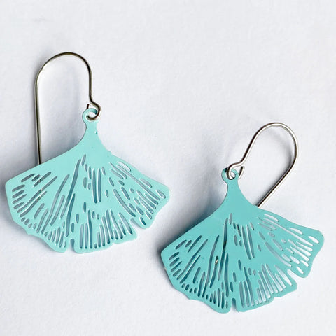 Ginko Leaves Ice Blue Earrings
