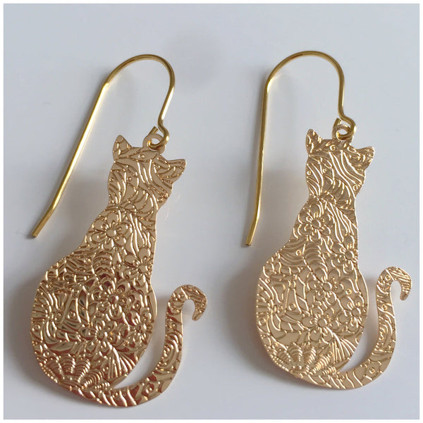 Cats Earrings - Gold