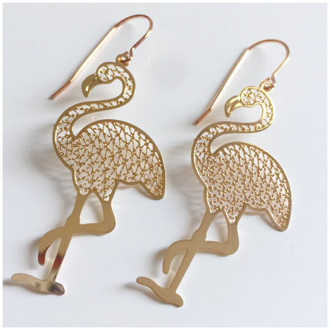 Flamingos Gold Earrings