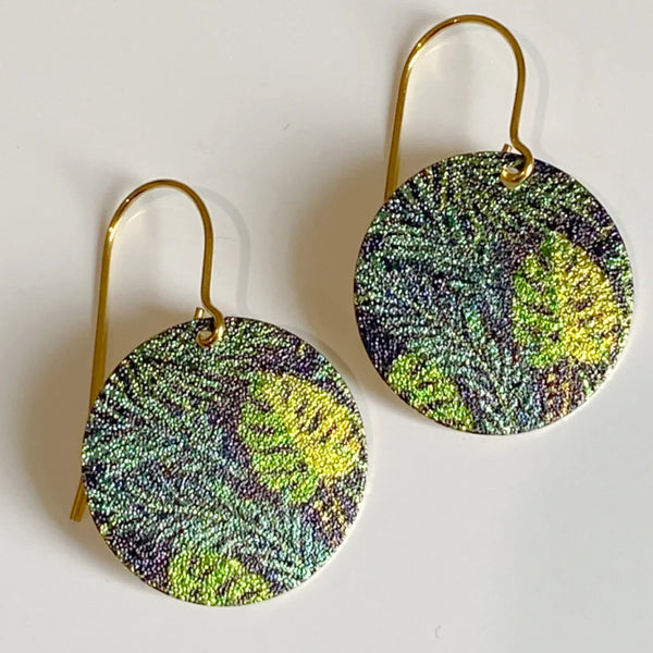 Fern Patterned Disc Earrings