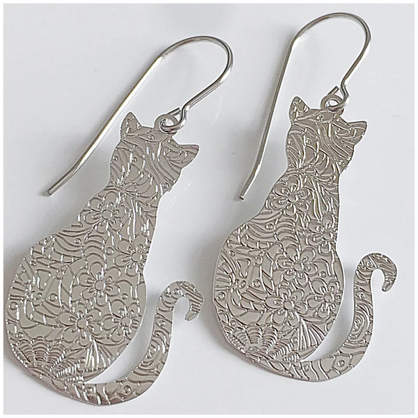 Cats Earrings - Silver
