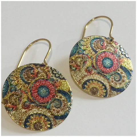 Paisley Patterned Disc Earrings