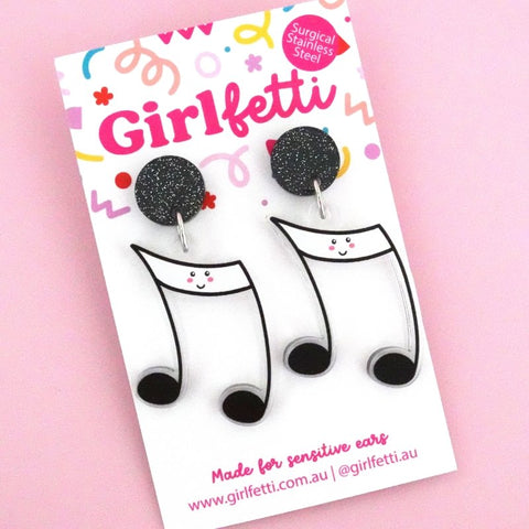 Music Note Teacher Acrylic Dangle Earrings