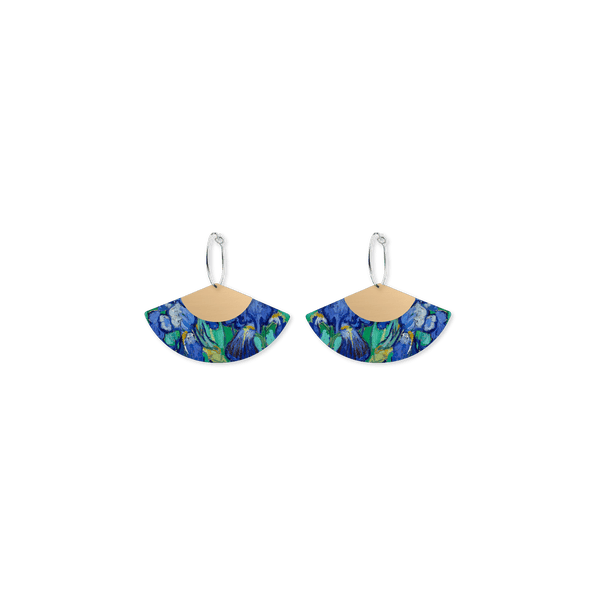Van Gogh Irises Layered Fan Hoop Earrings