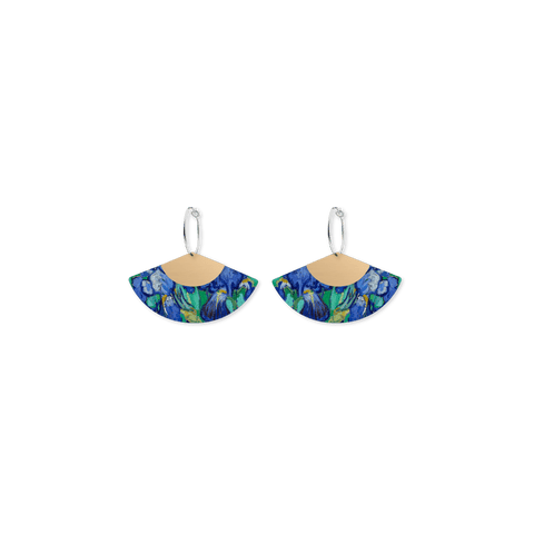 Van Gogh Irises Layered Fan Hoop Earrings