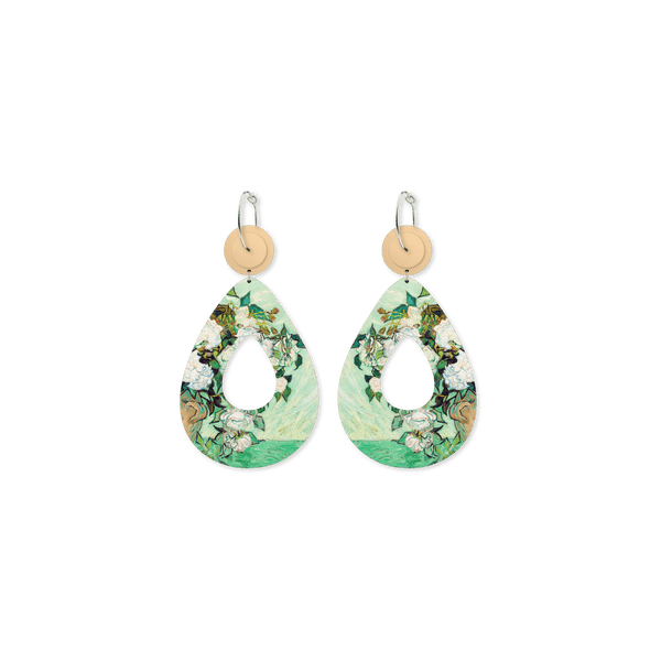 Van Gogh Roses Small Avo Circle Hoop Earrings