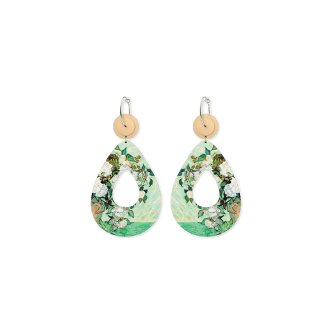 Van Gogh Roses Small Avo Circle Hoop Earrings