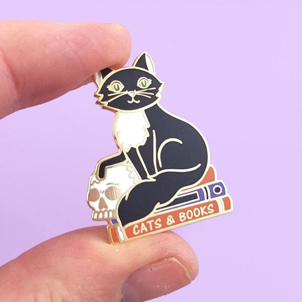 Cats And Books Lapel Pin